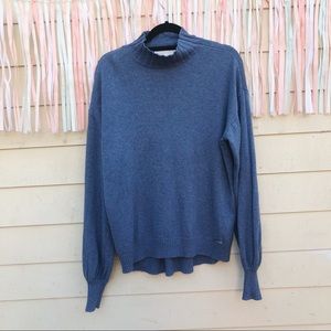 Michael Kors Oversized Mock Neck Blue Sweater